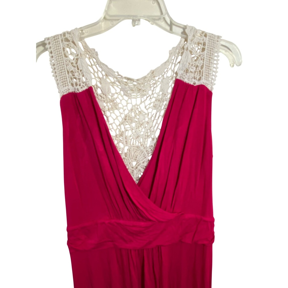 ana A New Approach Pink Crochet Lace Back Surplice Wrap‎ Midi Dress XL - Picture 2 of 6